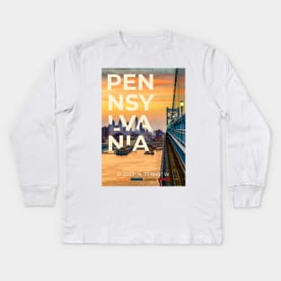 Pennsylvania Travel Poster Kids Long Sleeve T-Shirt